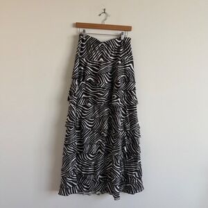 Vintage‎ Y2K Zebra Print Tiered Maxi Skirt Size Small